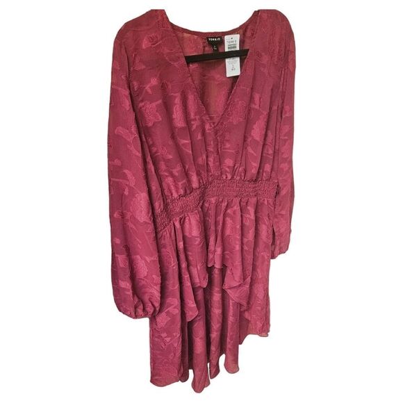 NEW TORRID Plus Size LongSleeve Burgundy Chiffon Clip Dot Extreme Hi-Lo Top. - Picture 3 of 16
